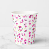 Tropisch patroon, vlamingos, watermeloenen, bloeme papieren bekers (Achterkant)