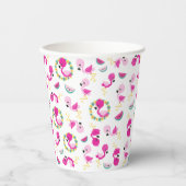 Tropisch patroon, vlamingos, watermeloenen, bloeme papieren bekers (Voorkant)