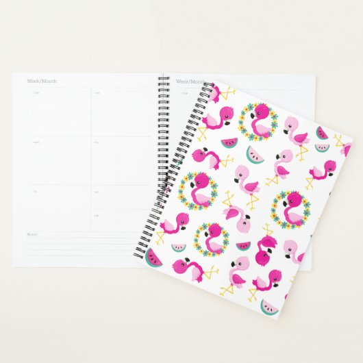 Tropisch patroon, vlamingos, watermeloenen, bloeme planner (Display)
