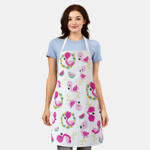 Tropisch patroon, vlamingos, watermeloenen, bloeme schort