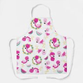 Tropisch patroon, vlamingos, watermeloenen, bloeme schort (Voorkant)