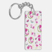 Tropisch patroon, vlamingos, watermeloenen, bloeme sleutelhanger (Voorkant Links)