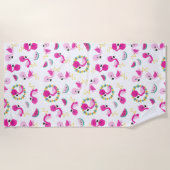 Tropisch patroon, vlamingos, watermeloenen, bloeme strandlaken (Voorkant)