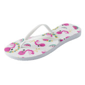 Tropisch patroon, vlamingos, watermeloenen, bloeme teenslippers (Schuin)