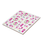 Tropisch patroon, vlamingos, watermeloenen, bloeme tegeltje (Zijkant)