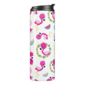 Tropisch patroon, vlamingos, watermeloenen, bloeme thermosbeker (Gedraaid links)