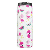 Tropisch patroon, vlamingos, watermeloenen, bloeme thermosbeker (Achterkant)