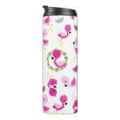 Tropisch patroon, vlamingos, watermeloenen, bloeme thermosbeker (Geroteerd rechts)