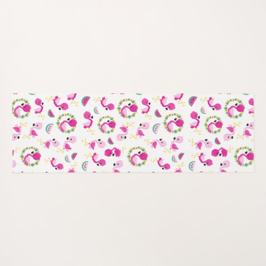 Tropisch patroon, vlamingos, watermeloenen, bloeme yogamat (Achterkant (horizontaal))