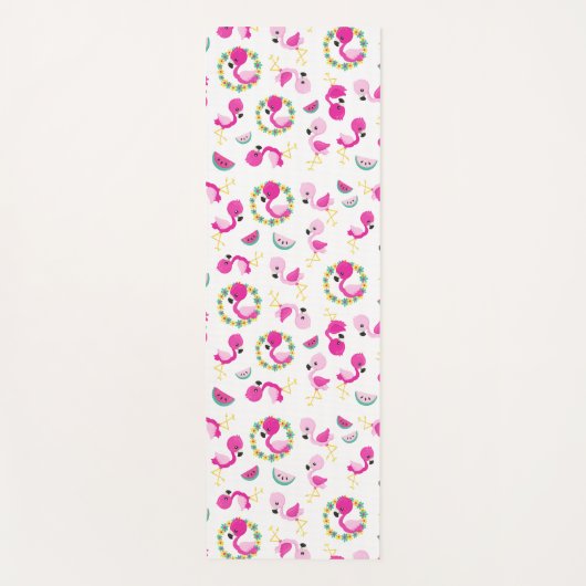 Tropisch patroon, vlamingos, watermeloenen, bloeme yogamat (Voorkant)