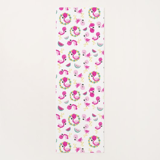 Tropisch patroon, vlamingos, watermeloenen, bloeme yogamat (Achterkant)