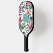 Tropisch patroon voor eilandstijl met monogram pickleball paddle (Links)