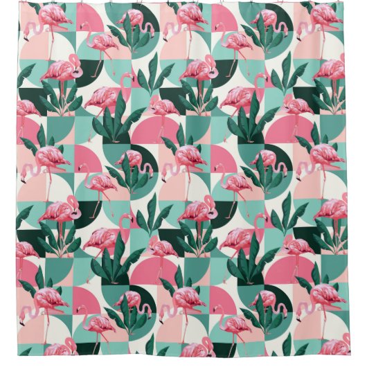 Tropisch patroongordijn douchegordijn (Voorkant)