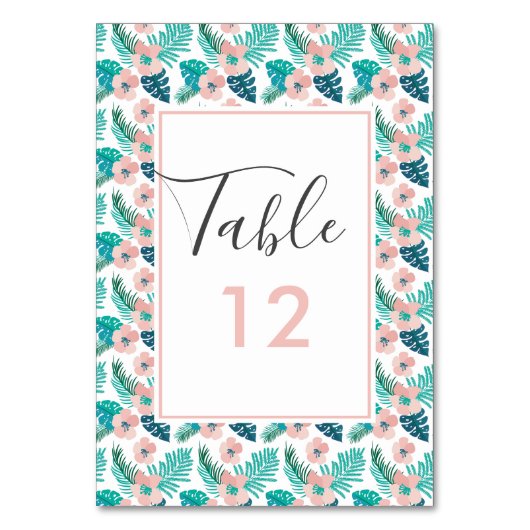 Tropisch Peach roze Floral Hawaiian Beach Weddensc Kaart (Voorkant)