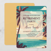 Tropisch pensioenfeest save the date (Voorkant / Achterkant)