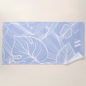 Tropisch Periwinkle Modern Monogram Strandlaken (Voorkant)