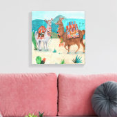 Tropisch Peru Llama's Illustratie | Canvas Afdruk (Insitu (Woonkamer))