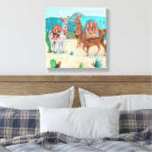 Tropisch Peru Llama's Illustratie | Canvas Afdruk (Insitu (Slaapkamer))