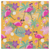 Tropisch Pickleball met flamingos, geel Stof (Close Up)