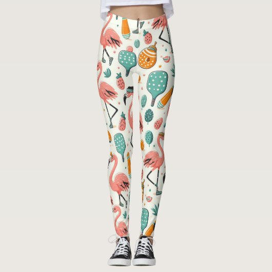 Tropisch pickleball spelen leggings (Voorkant)