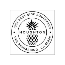 Tropisch Pineappel Aangepast Ronde Adres van de Te