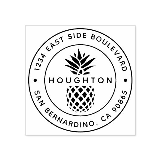 Tropisch Pineappel Aangepast Ronde Adres van de Te Rubberstempel (Afrduk)