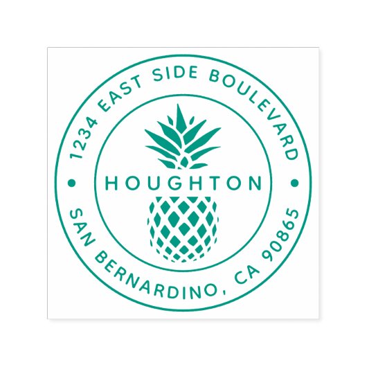 Tropisch Pineappel Aangepast Ronde Adres van de Te Zelfinktende Stempel (Design)