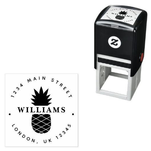 Tropisch Pineappel Aangepast Ronde Adres van de Te Zelfinktende Stempel (In situ)