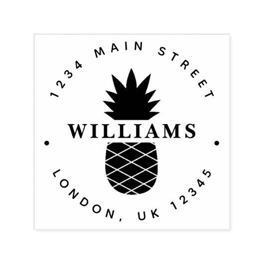 Tropisch Pineappel Aangepast Ronde Adres van de Te Zelfinktende Stempel (Design)