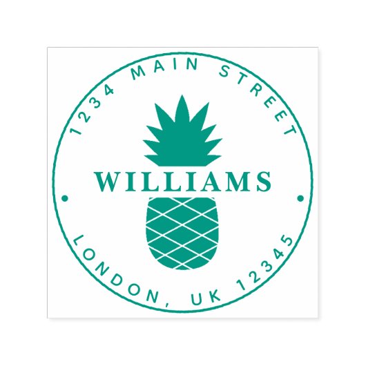 Tropisch Pineappel Aangepast Ronde Adres van de Te Zelfinktende Stempel (Design)