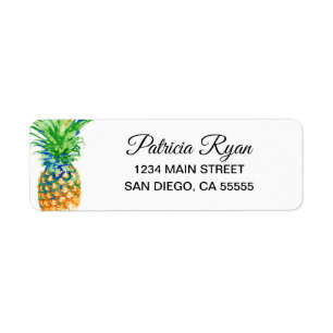 Tropisch Pineappel White Return-adres Etiket