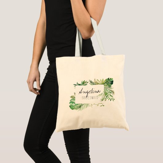 Tropisch Plam Leaf Bridesmaid Tote Bag (Voorkant (product))