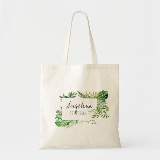 Tropisch Plam Leaf Bridesmaid Tote Bag (Voorkant)