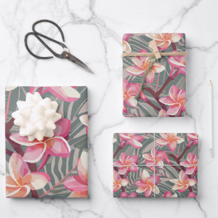 Tropisch plant- en bloemmotief inpakpapier vel