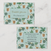 Tropisch Plant en tijgerkoppatroon Visitekaartje (Voorkant / Achterkant)