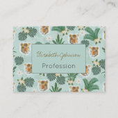 Tropisch Plant en tijgerkoppatroon Visitekaartje (Voorkant)