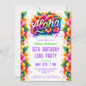 Tropisch Plezier Aloha Verjaardag Luau Party Kaart (Voorkant)