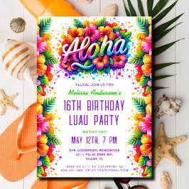 Tropisch Plezier Aloha Verjaardag Luau Party Kaart
