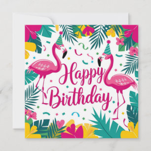 Tropisch Plezier Flamingo Verjaardagsontwerp Kaart