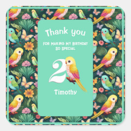 Tropisch plezier: gepersonaliseerde 2e verjaardag  vierkante sticker