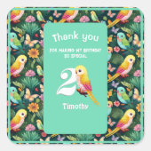 Tropisch plezier: gepersonaliseerde 2e verjaardag  vierkante sticker (Voorkant)