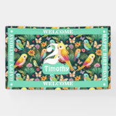 Tropisch Plezier: Vier de Perfecte 2e Verjaardag Spandoek (Horizontaal)