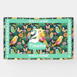 Tropisch Plezier: Vier de Perfecte 2e Verjaardag Spandoek