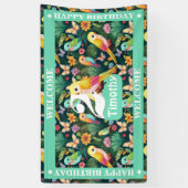 Tropisch Plezier: Vier de Perfecte 2e Verjaardag Spandoek (Verticaal)