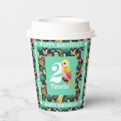 Tropisch plezier voor je 2e verjaardag: kleurrijk papieren bekers (Achterkant)
