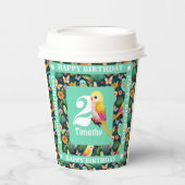 Tropisch plezier voor je 2e verjaardag: kleurrijk papieren bekers (Voorkant)