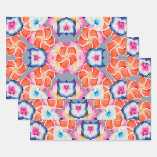 Tropisch Plumeria Flowers X Patroon Inpakpapier Vel (Set)