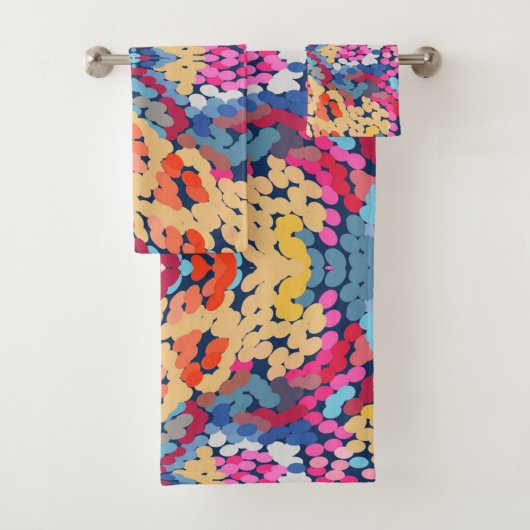 Tropisch Plumeria Spotted Flowers Tegel Pattern Bad Handdoek (Insitu)