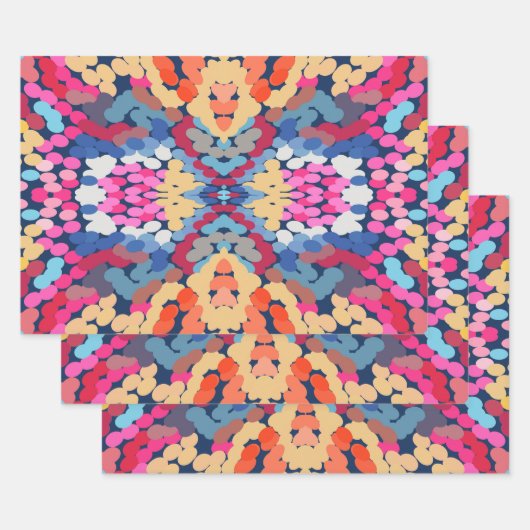 Tropisch Plumeria Spotted Flowers Tegel Pattern Inpakpapier Vel (Set)