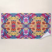 Tropisch Plumeria Spotted Flowers Tegel Pattern Strandlaken (Voorkant)